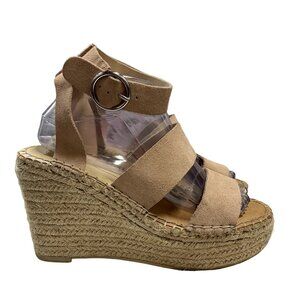 Dolce Vita Shae Espadrille Shoes Womens 8.5M Beige Leather Platform Wedge Sandal